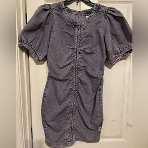 VENUS purple tinted Ruched Puff Sleeve Mini Dress